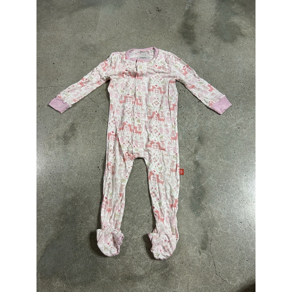 Magnetic Me Footie Pajamas PJs Baby Girls‎ Size 9-12 M Woodland Animals